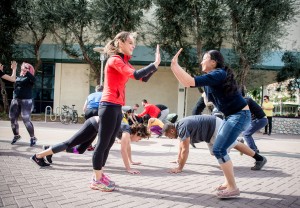 COMP students, staff and faculty particpated in the first MEDWell event - Fitness Friday. Stations included Hula through, plank hop, partner burpees, team jump rope, bucket ball and link lunges. (Jeff Malet, @WesternUNews)