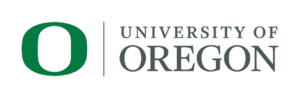 University of Oregon logo featuring a large green letter "O" and the words "University of Oregon" in gray text on a light background.